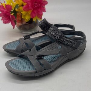 BareTraps Gray Sandals with Blue Insole Size 9.5